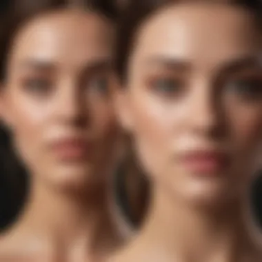 The finish of different full coverage foundations showcased side by side.