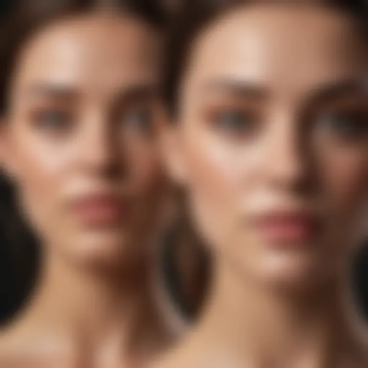 The finish of different full coverage foundations showcased side by side.