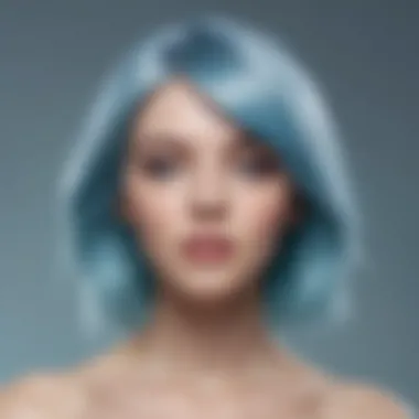 Soft blue hair that complements a fair skin tone