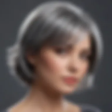 Elegant Grey Hair Style An elegant hairstyle showcasing the shine and vibrancy of grey hair dye
