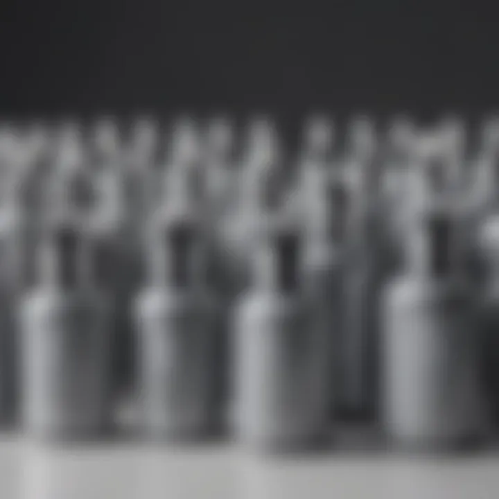 A carousel of grey semi-permanent hair dye products on a vanity