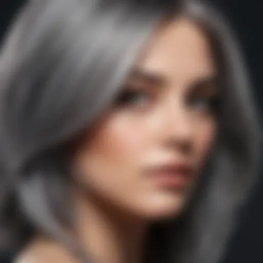 A stunning grey semi-permanent hair dye applied on vibrant hair strands