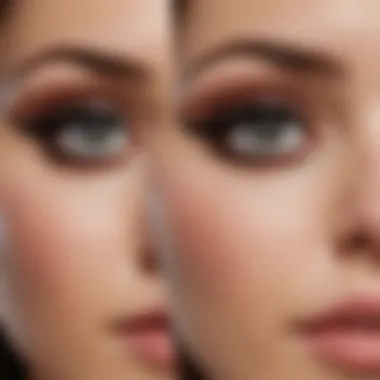 Before and after comparison of eye makeup with liquid eyeliner