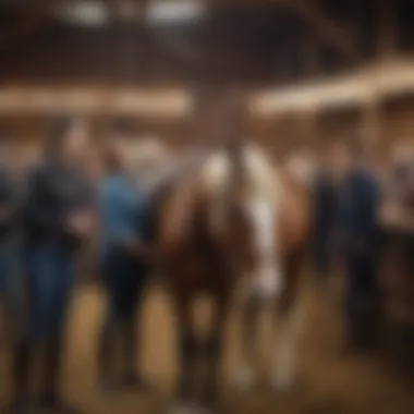 Community event at a horse stable, illustrating engagement and interaction among equestrian enthusiasts.