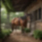 A picturesque horse stable in Philadelphia, showcasing rustic architecture and green surroundings.