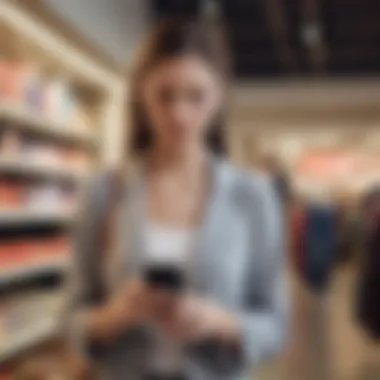 The Savvy Shopper Smart shopper using a mobile device to find deals