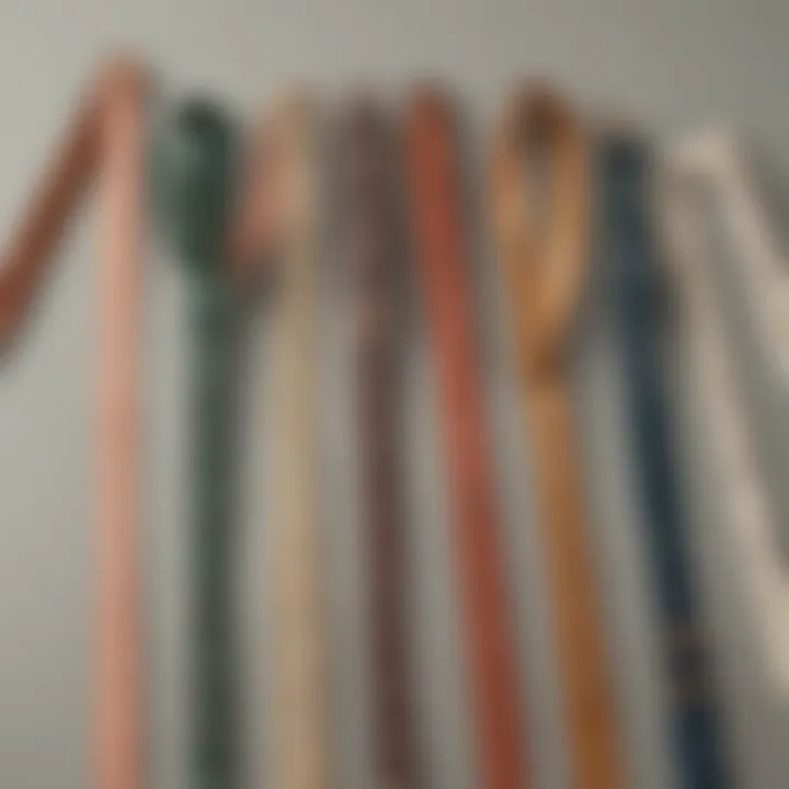 Different styles of J.Crew purse straps laid out for comparison