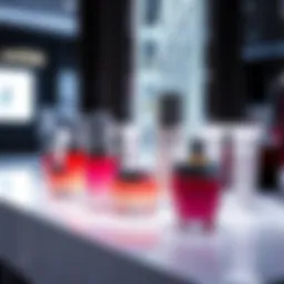 Elegant display of Lancôme Énergie skincare products