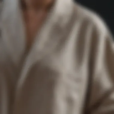 Close-up of the breathable fabric of linen pajamas