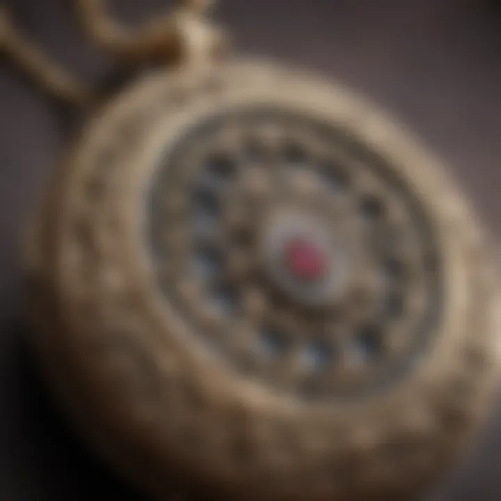 Close-up of a vintage locket showcasing intricate detailing