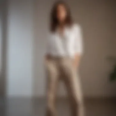 Casual Look with Loose Fit Trousers A woman confidently wearing loose fit trousers in a casual setting