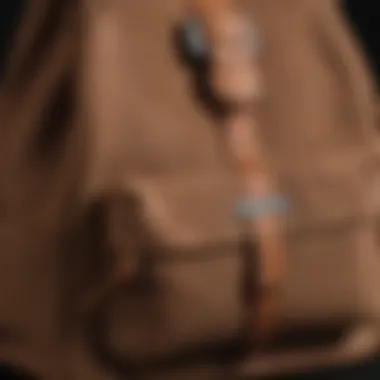 Close-up of the high-quality material used in the mini Le Pliage canvas backpack