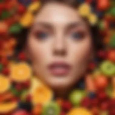 A vibrant array of fruits and vegetables symbolizing dietary sources