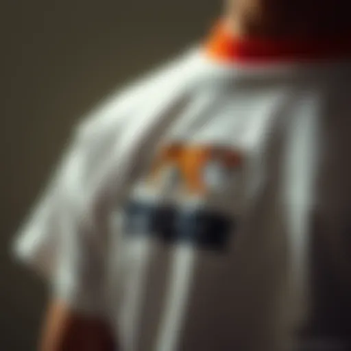 Close-up of Onitsuka Tiger logo on T-shirt