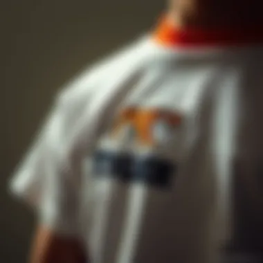 Heritage of Onitsuka Tiger Close-up of Onitsuka Tiger logo on T-shirt