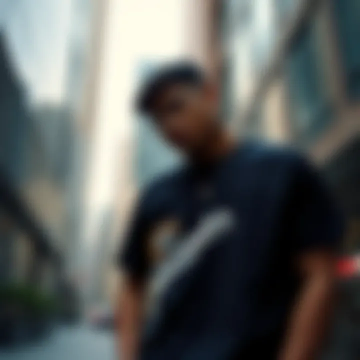 Contemporary Fashion Impact Onitsuka Tiger T-shirt showcased in a modern urban setting