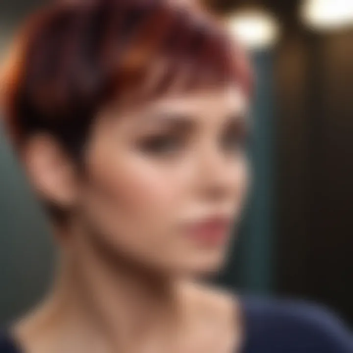 Modern pixie cut with bold color highlights