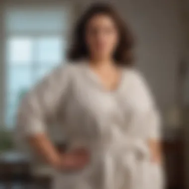 Trendy Plus Size Linen Ensemble Stylish plus size linen ensemble on a model