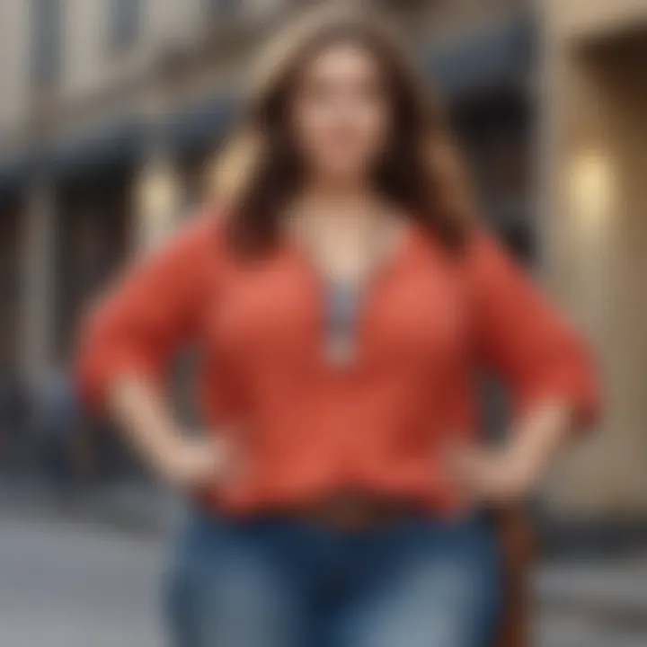 Stylish plus size outfit accessorized for a casual outing