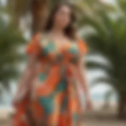 A vibrant plus size summer dress in a tropical print