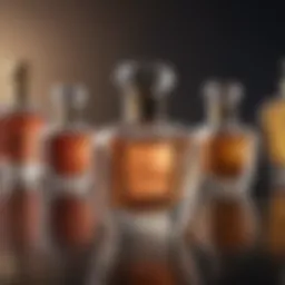 Elegant assortment of perfume bottles showcasing diverse designs and colors