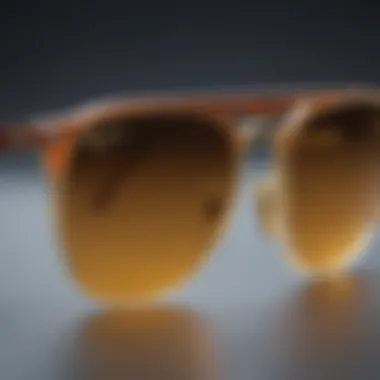 Close-up of the craftsmanship of Ray Ban glasses