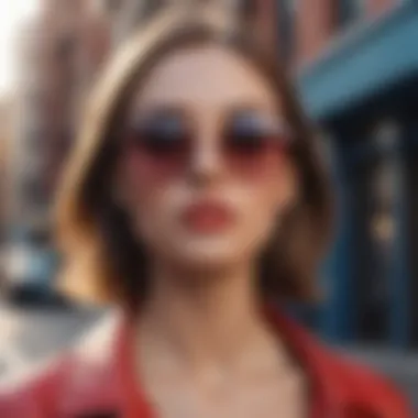 Urban Style with Round Sunglasses Stylish round sunglasses worn against a vibrant urban backdrop