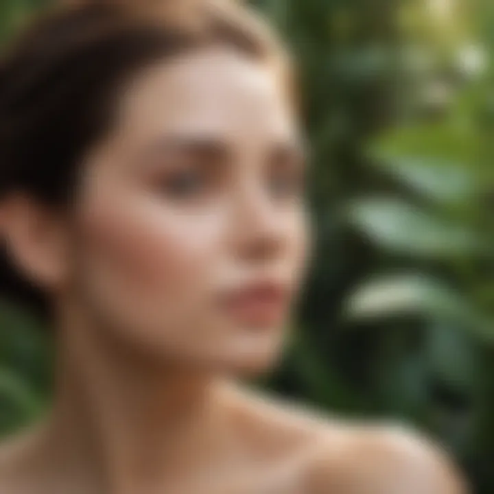 A serene environment demonstrating eco-friendly skincare products arranged artistically with plants.