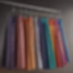 A stunning collection of skirts displayed on elegant hangers showcasing vibrant colors and patterns.