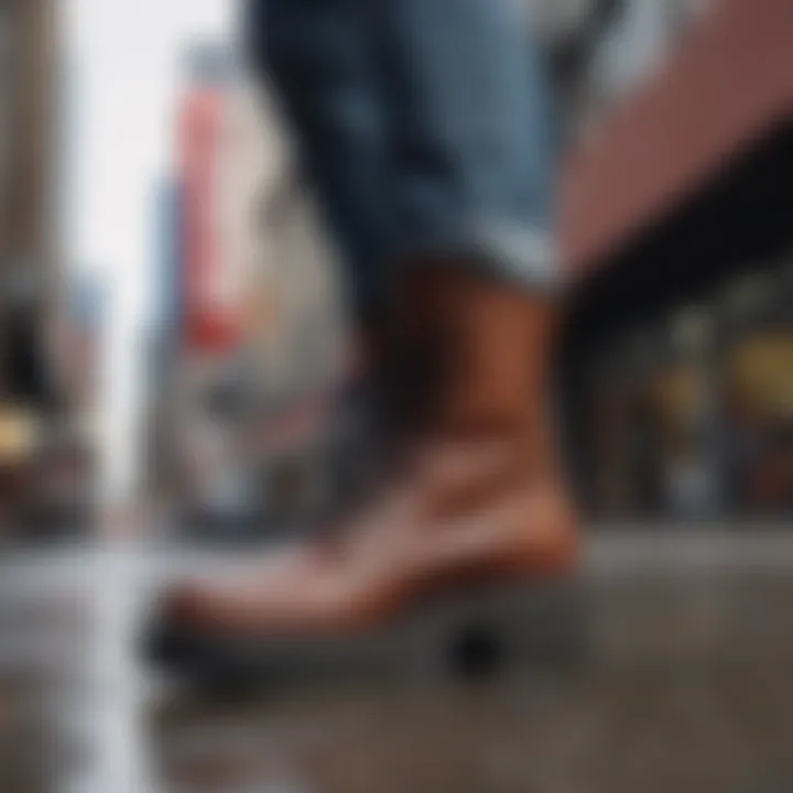 Diverse individuals wearing Steve Madden platform combat boots in urban settings.