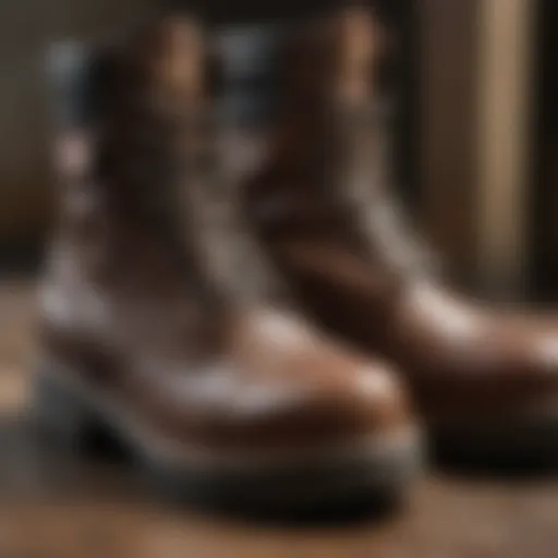 Close-up view of Steve Madden platform combat boots showcasing the texture and materials.