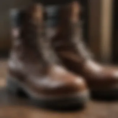 Texture and Materials of Combat Boots Close-up view of Steve Madden platform combat boots showcasing the texture and materials.