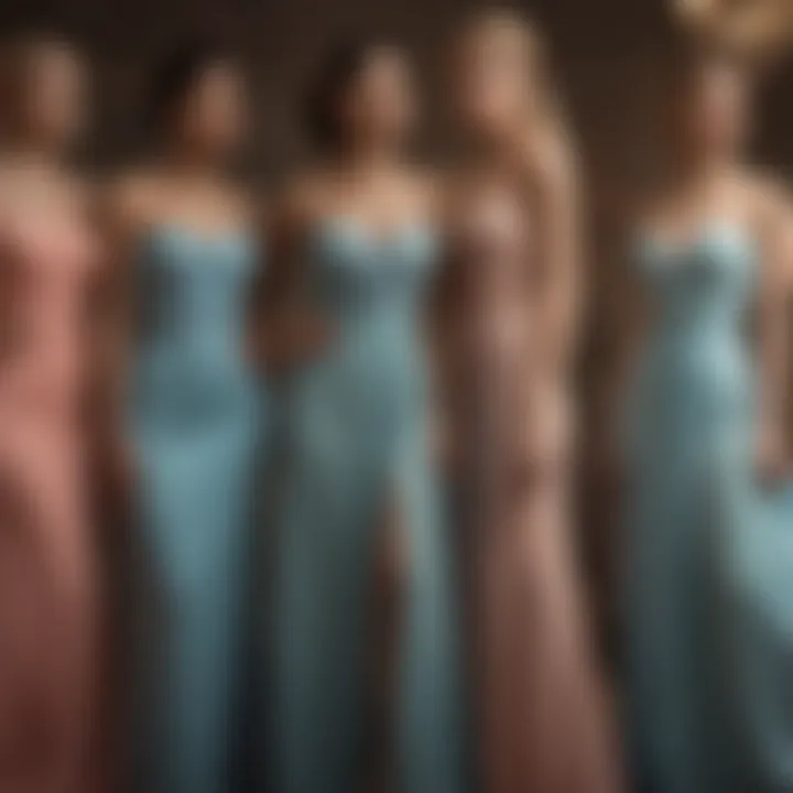 Diverse body types in strapless long dresses showcasing versatility