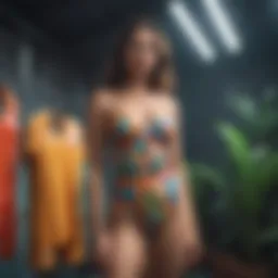 A vibrant display of eco-friendly swimwear made from recycled materials