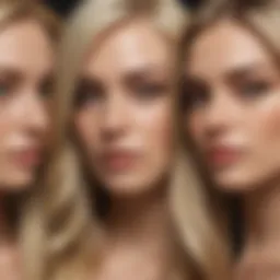 A stunning side-by-side comparison of various blonde and dark hair shades