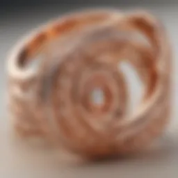 A close-up view of a stunning Cartier rose gold ring featuring intricate design details