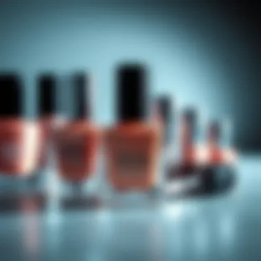 Quality Rose Gold Polish Selection Selection of high-quality rose gold glitter nail polishes