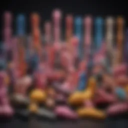 A variety of big anal toys displayed elegantly