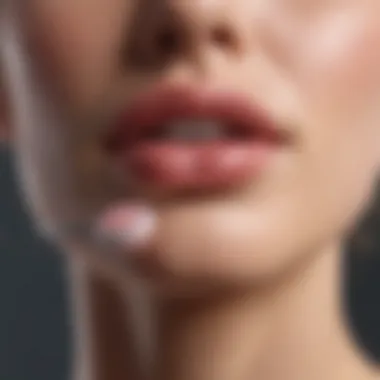 Serene Lip Scrub Application A serene setting showcasing a lip scrub application on soft lips