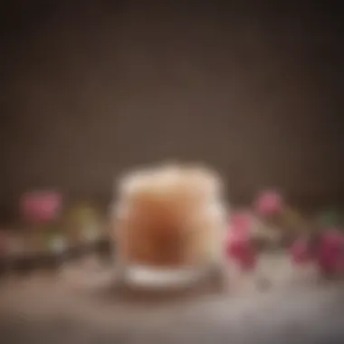 Luxurious Lip Sugar Scrub Jar A close-up view of a luxurious lip sugar scrub jar with natural ingredients