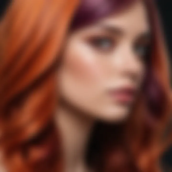 Close-up of hair dyed in bold, creative shades