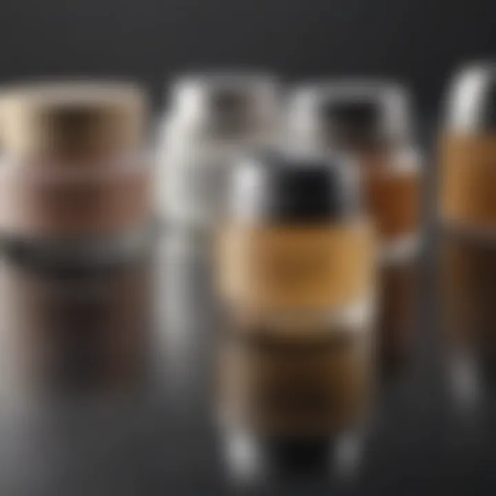 A variety of moisturizer jars showcasing diverse formulations