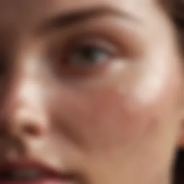 Close-up of skin after applying moisturizer, highlighting hydration