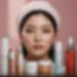 A selection of popular Korean skin care products arranged aesthetically.
