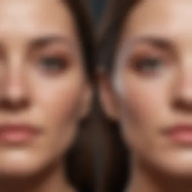 Before and after comparison of skin tightening results
