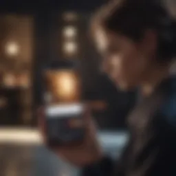 User analyzing investment app on a smartphone