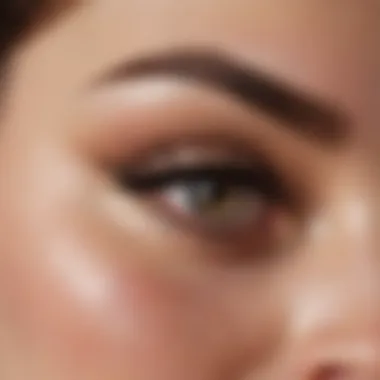 Close-up of liquid eyeliner application technique