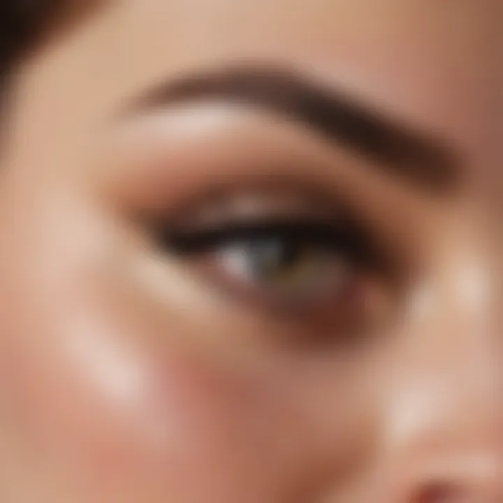 Close-up of liquid eyeliner application technique
