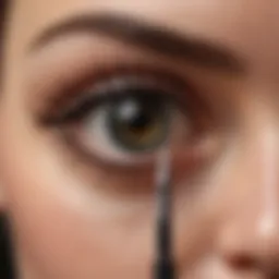 A close-up of a mascara wand showcasing its unique bristle design for volume