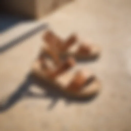 Elegant espadrille sandals displayed on a sunny terrace